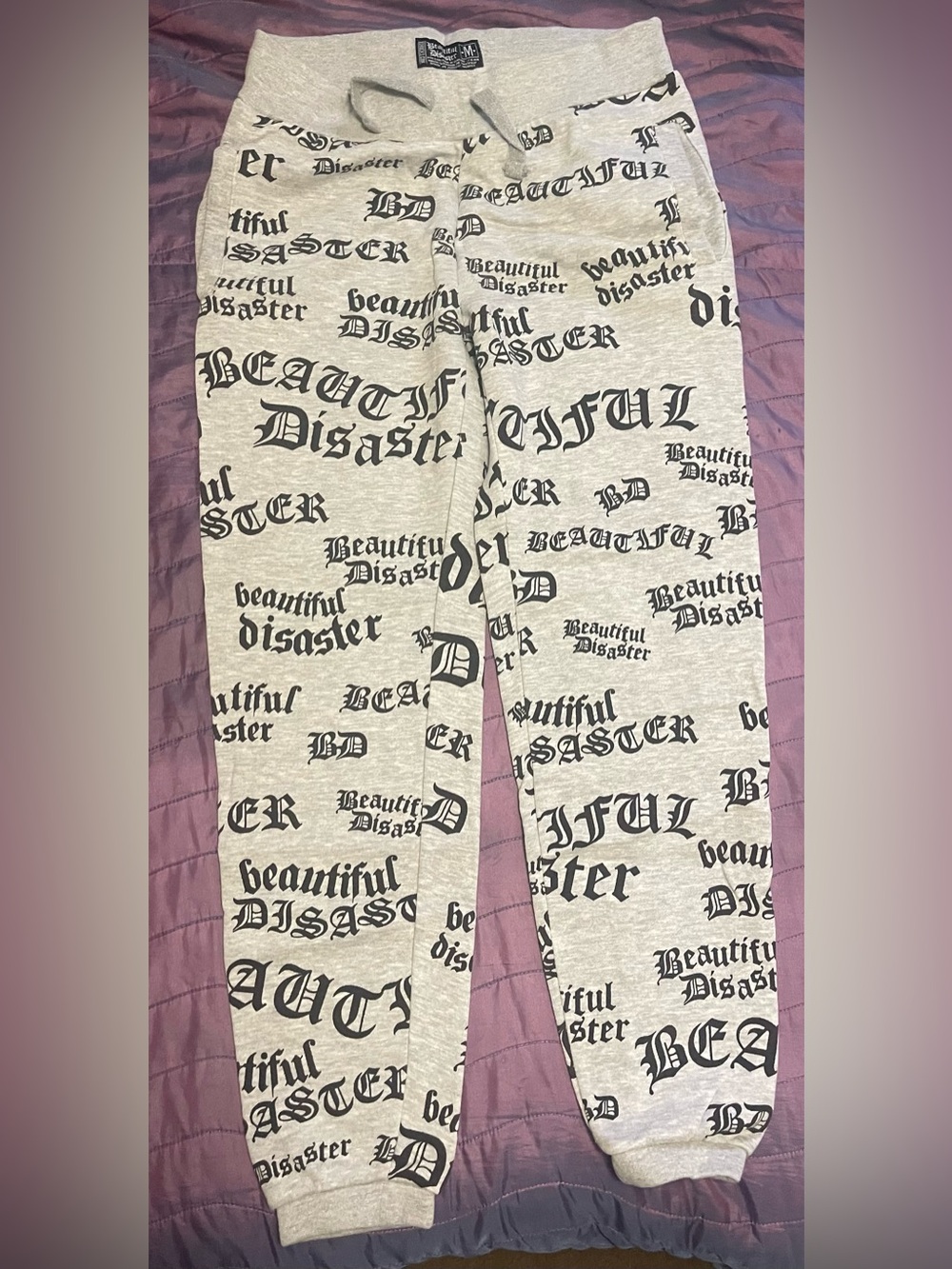 Beautiful Disaster Grey Print Sweatpants